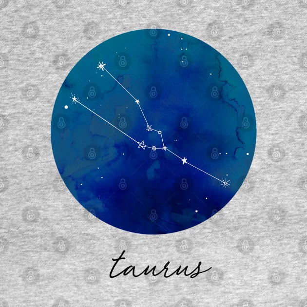 Taurus Zodiac Watercolor Constellation by aterkaderk